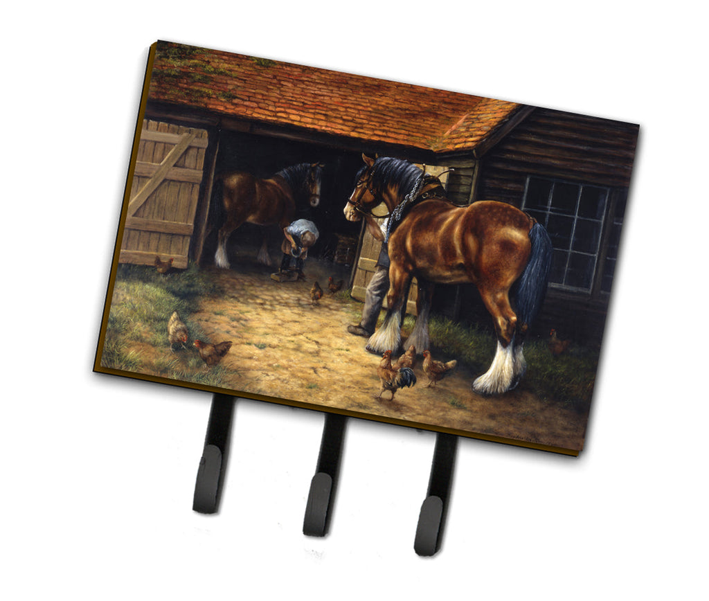 Horse and The Blacksmith by Daphne Baxter Leash or Key Holder Wall Hooks, Coat Rack Wall Mount, for Hanging Keys, Towels, Aprons, Leashes