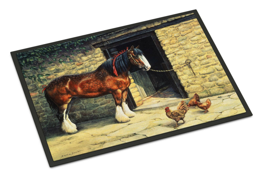 Horse and Chickens by Daphne Baxter Doormat Indoor Outdoor 24H X 36W Front Door Mat Rugs for Entryway, Non Slip Washable Low Pile,