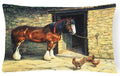 Horse and Chickens by Daphne Baxter Decorative Throw Pillow 12x16 Indoor Outdoor Accent Cushion, Fabric Cover with Insert for Sofa, Bed, Porch & Living Room