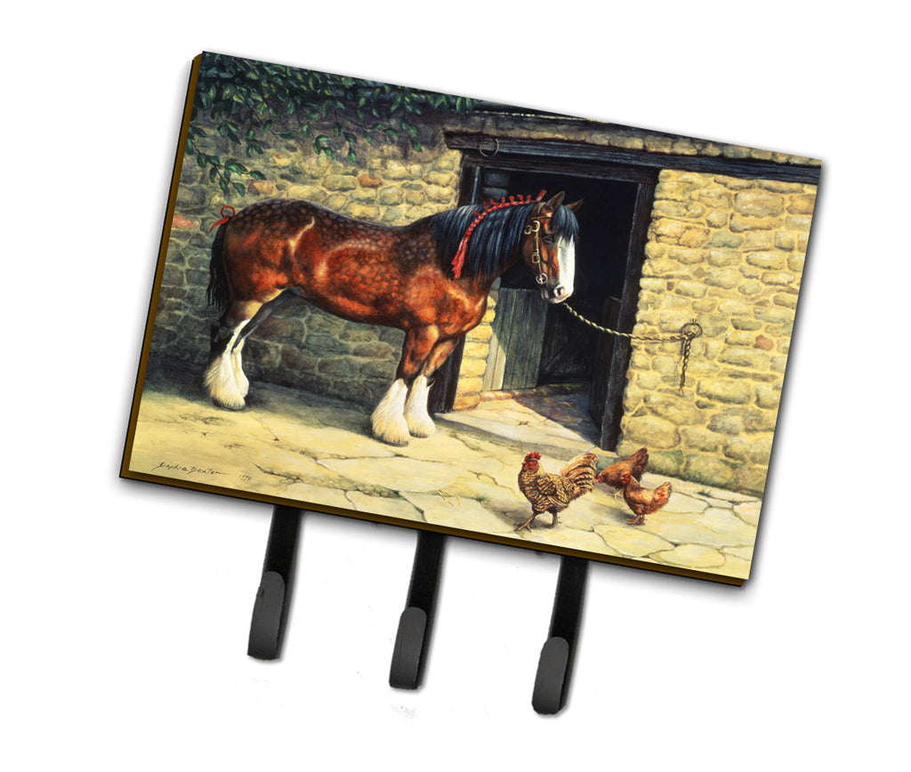 Horse and Chickens by Daphne Baxter Leash or Key Holder Wall Hooks, Coat Rack Wall Mount, for Hanging Keys, Towels, Aprons, Leashes
