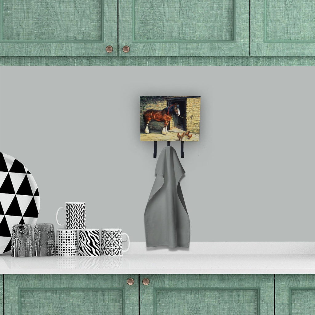 Horse and Chickens by Daphne Baxter Leash or Key Holder Wall Hooks, Coat Rack Wall Mount, for Hanging Keys, Towels, Aprons, Leashes