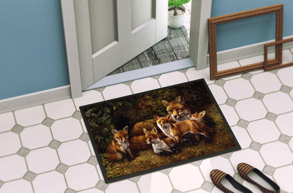 Fox Family Foxes by Daphne Baxter Doormat Indoor Outdoor 24H X 36W Front Door Mat Rugs for Entryway, Non Slip Washable Low Pile,