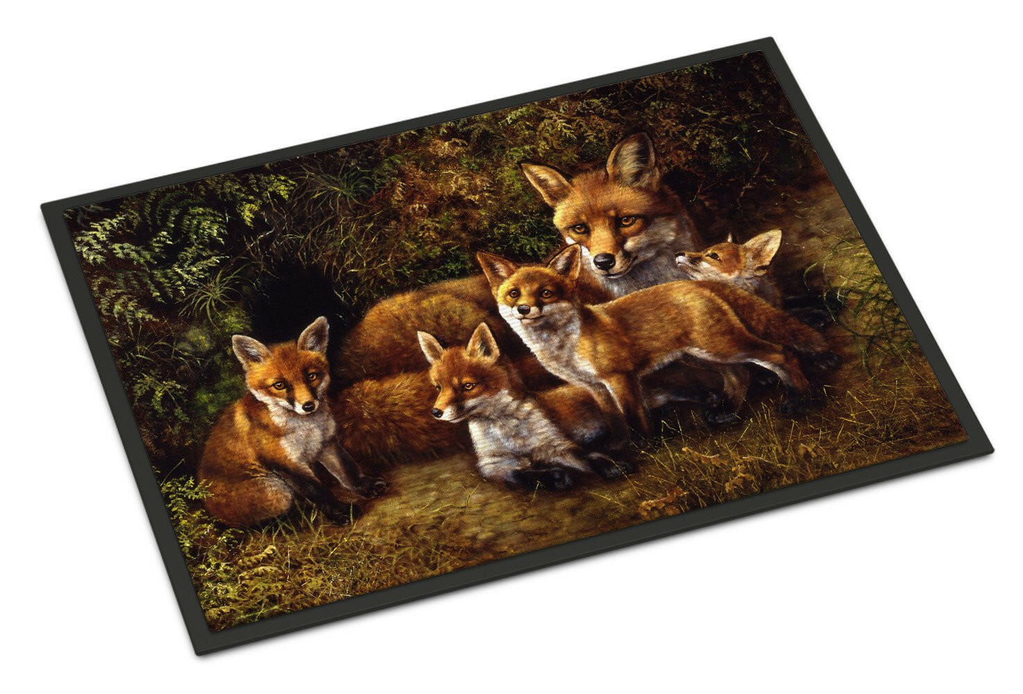 Fox Family Foxes by Daphne Baxter Doormat Indoor Outdoor 18H X 27W Front Door Mat Rugs for Entryway, Non Slip Washable