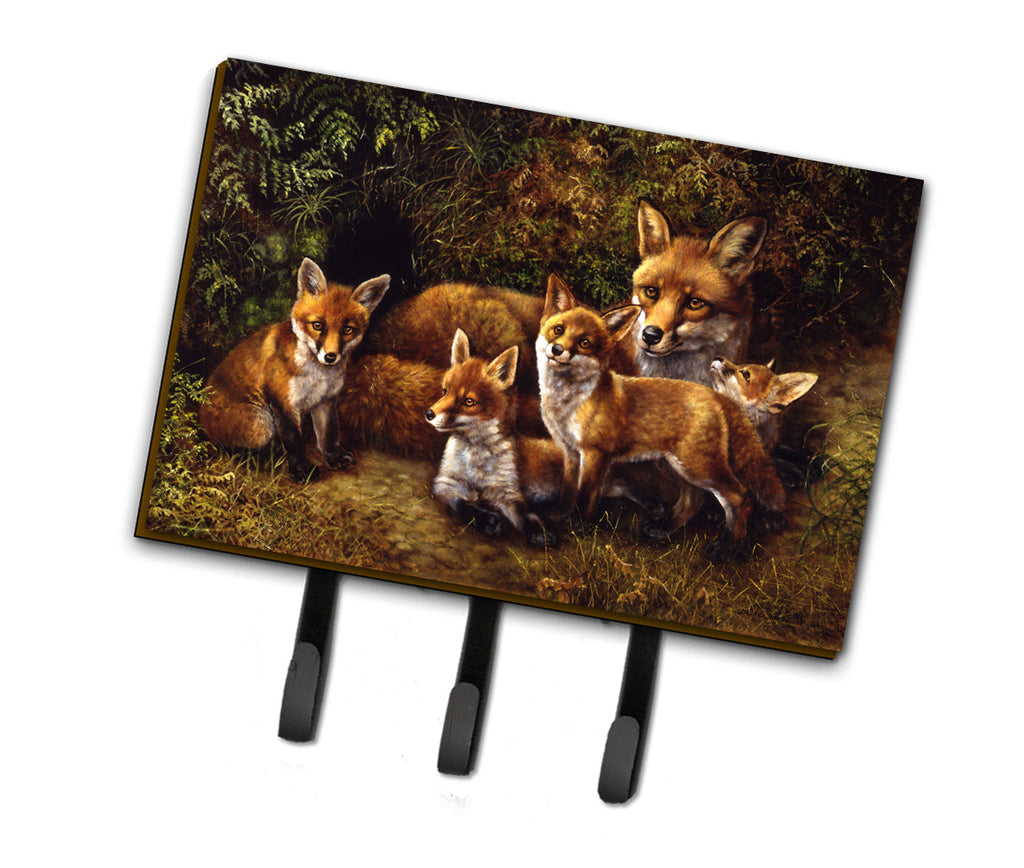 Fox Family Foxes by Daphne Baxter Leash or Key Holder Wall Hooks, Coat Rack Wall Mount, for Hanging Keys, Towels, Aprons, Leashes