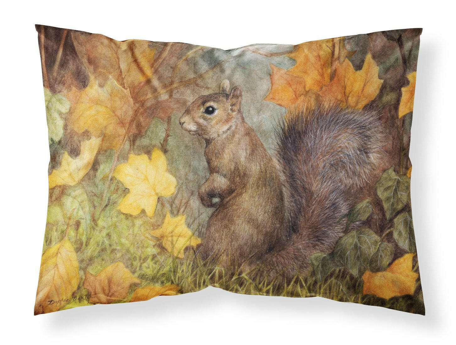 Grey Squirrel in Fall Leaves Standard Pillowcase Lightweight Super Soft Easy Care Decorative Artwork Pillowcase, Standard