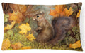 Grey Squirrel in Fall Leaves Decorative Throw Pillow 12x16 Indoor Outdoor Accent Cushion, Fabric Cover with Insert for Sofa, Bed, Porch & Living Room