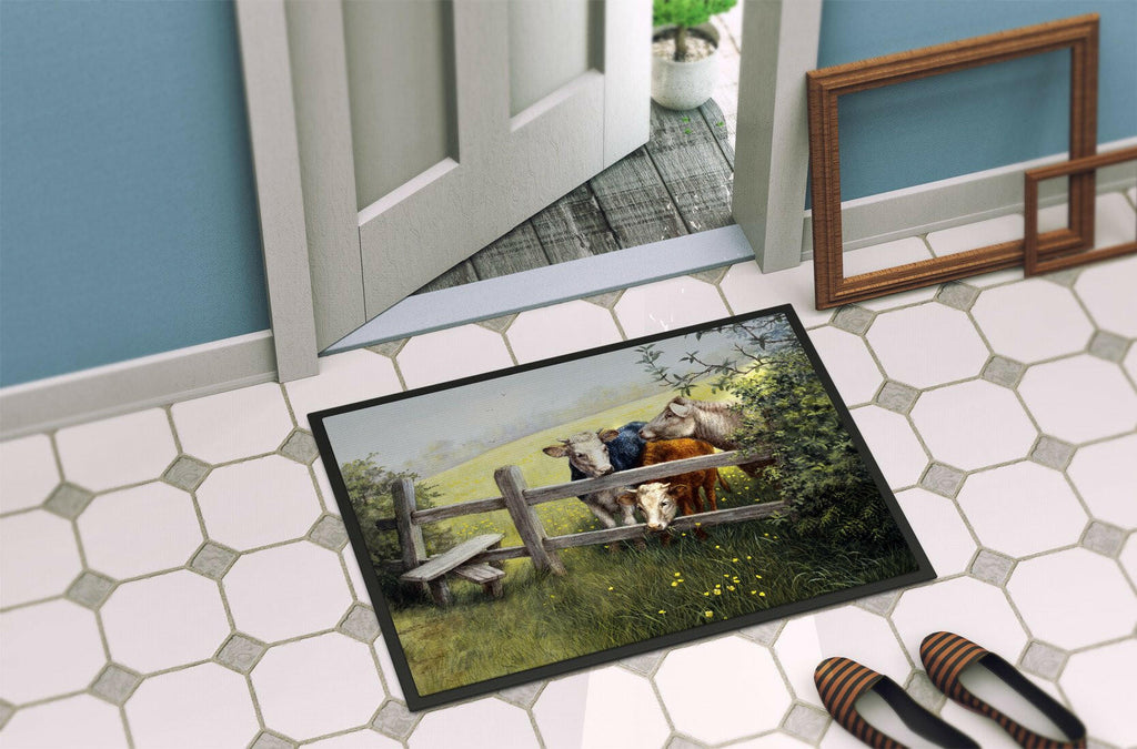 Cows in a Buttercup Meadow Doormat Indoor Outdoor 24H X 36W Front Door Mat Rugs for Entryway, Non Slip Washable Low Pile,