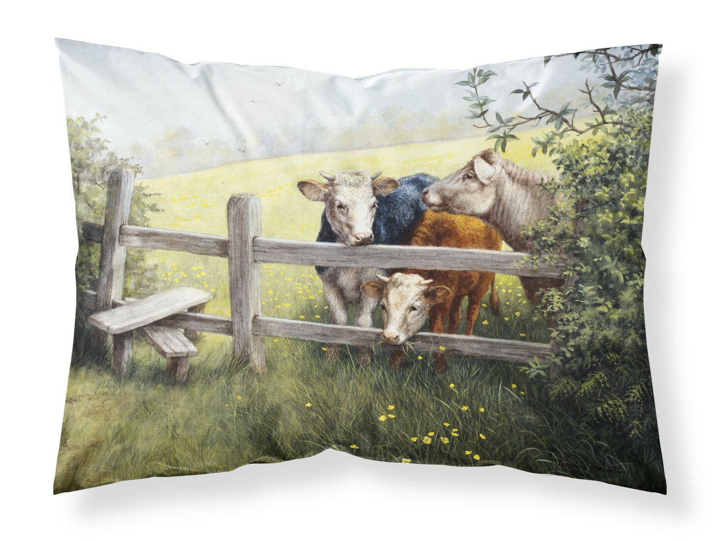 Cows in a Buttercup Meadow Standard Pillowcase Lightweight Super Soft Easy Care Decorative Artwork Pillowcase, Standard