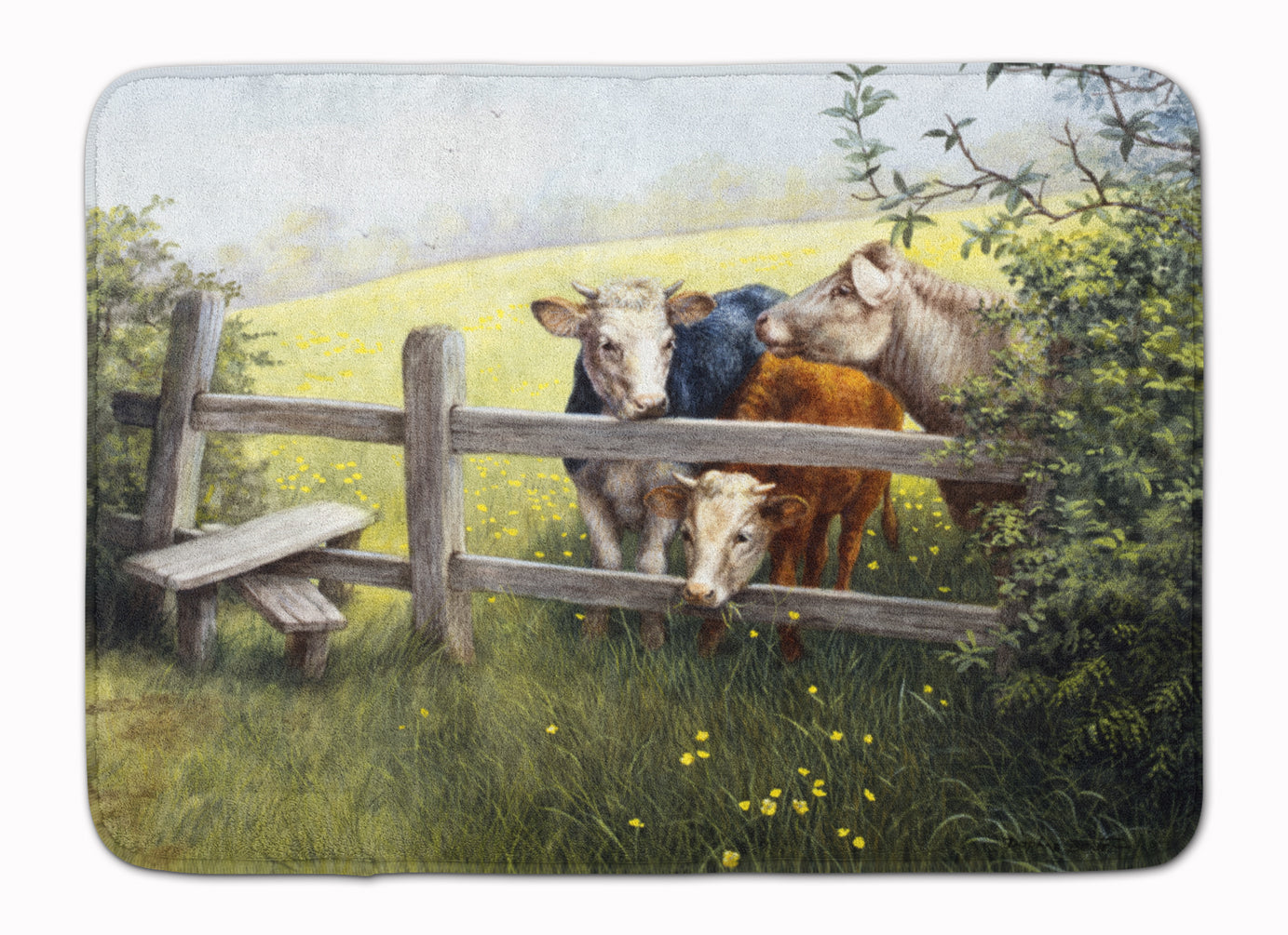 Cows in a Buttercup Meadow Memory Foam Kitchen Mat Machine Washable Anti-Fatigue Cushion Comfort Bath or Kitchen Rug
