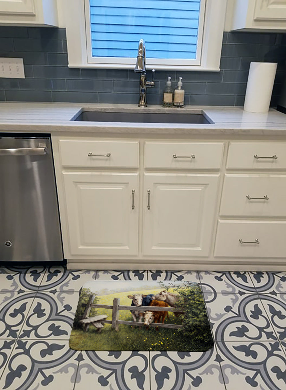 Cows in a Buttercup Meadow Memory Foam Kitchen Mat Machine Washable Anti-Fatigue Cushion Comfort Bath or Kitchen Rug