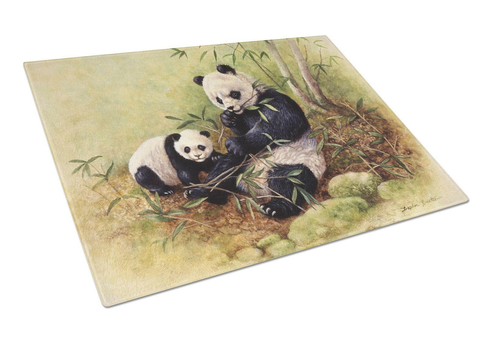 Panda Bears by Daphne Baxter Cutting Board Tempered Glass Kitchen Cutting Surface, Heat Resistant Chopping, Non-Slip Feet, Food Prep & Serving