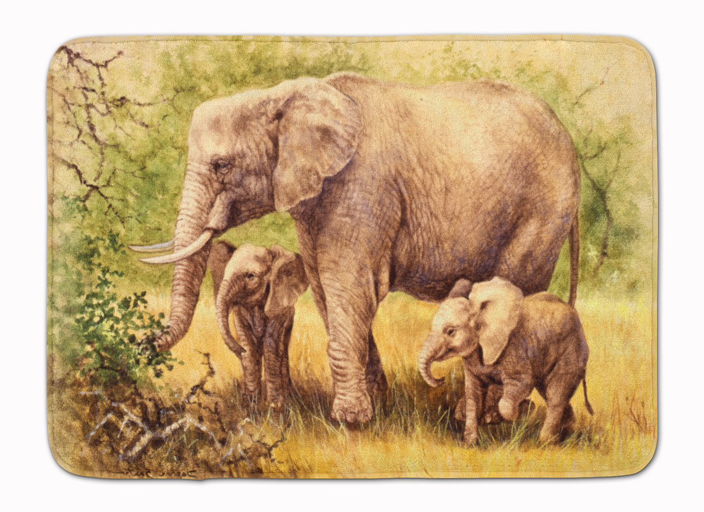 Elephants by Daphne Baxter Memory Foam Kitchen Mat Machine Washable Anti-Fatigue Cushion Comfort Bath or Kitchen Rug