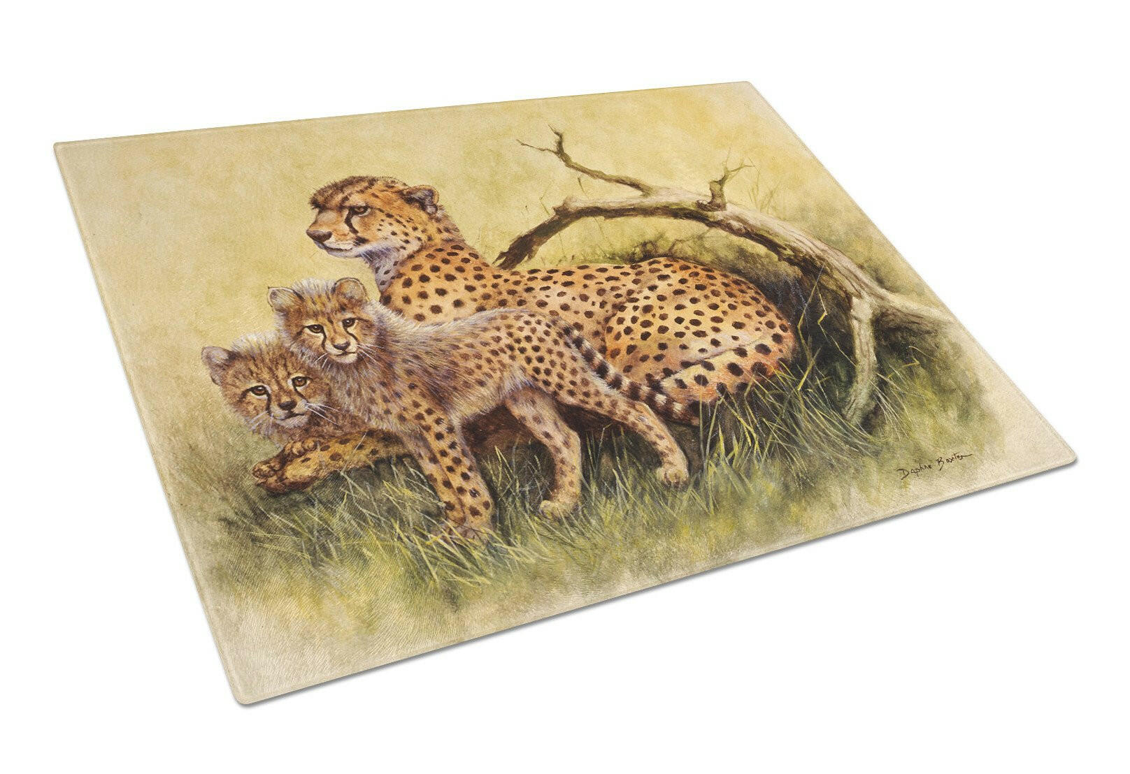 Cheetahs by Daphne Baxter Cutting Board Tempered Glass Kitchen Cutting Surface, Heat Resistant Chopping, Non-Slip Feet, Food Prep & Serving