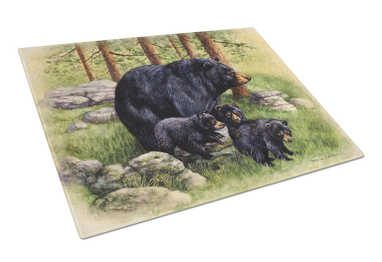 Black Bears by Daphne Baxter Cutting Board Tempered Glass Kitchen Cutting Surface, Heat Resistant Chopping, Non-Slip Feet, Food Prep & Serving