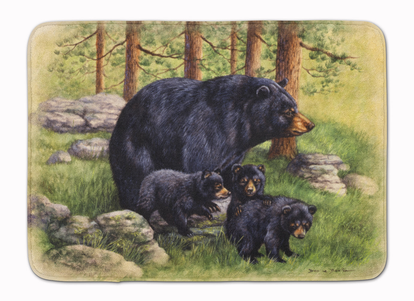 Black Bears by Daphne Baxter Memory Foam Kitchen Mat Machine Washable Anti-Fatigue Cushion Comfort Bath or Kitchen Rug