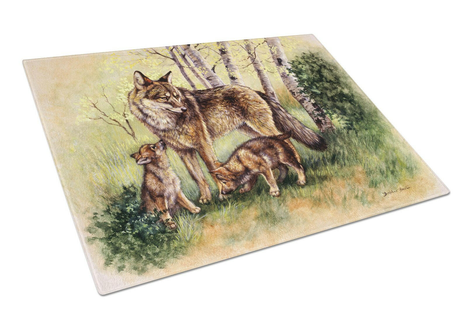 Wolf Wolves by Daphne Baxter Cutting Board Tempered Glass Kitchen Cutting Surface, Heat Resistant Chopping, Non-Slip Feet, Food Prep & Serving