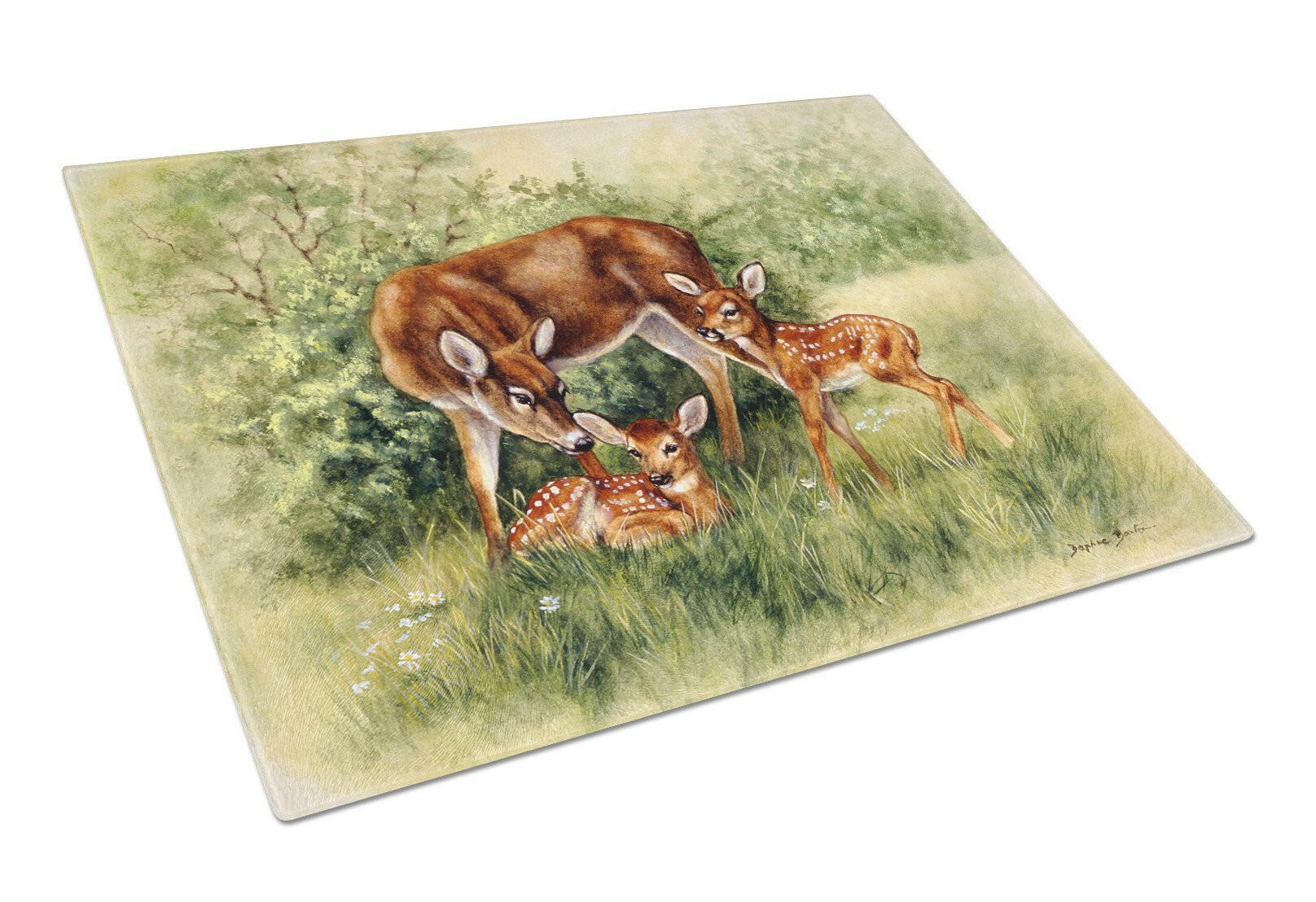 Deer by Daphne Baxter Cutting Board Tempered Glass Kitchen Cutting Surface, Heat Resistant Chopping, Non-Slip Feet, Food Prep & Serving