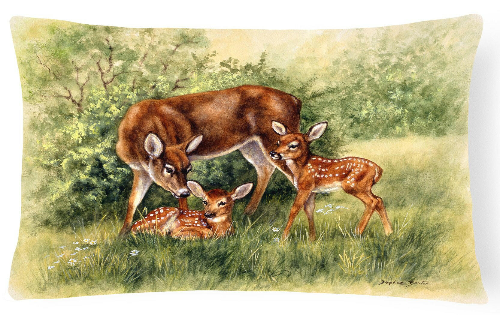 Deer by Daphne Baxter Decorative Throw Pillow 12x16 Indoor Outdoor Accent Cushion, Fabric Cover with Insert for Sofa, Bed, Porch & Living Room