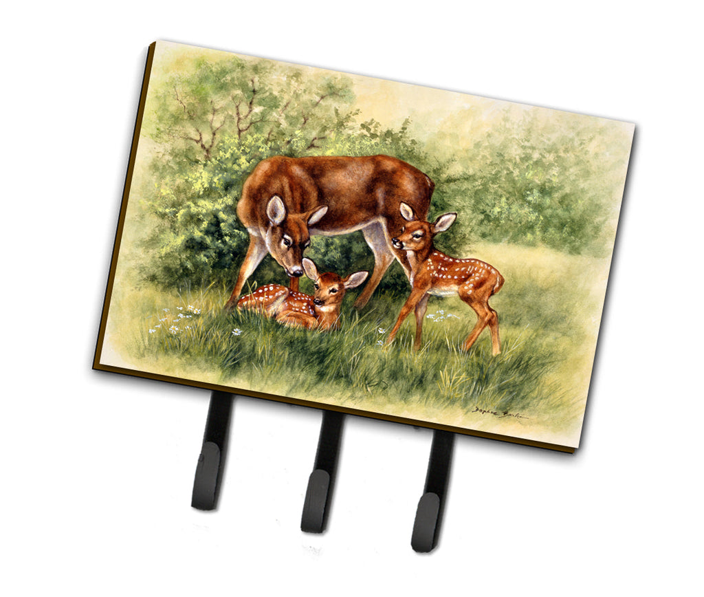 Deer by Daphne Baxter Leash or Key Holder Wall Hooks, Coat Rack Wall Mount, for Hanging Keys, Towels, Aprons, Leashes