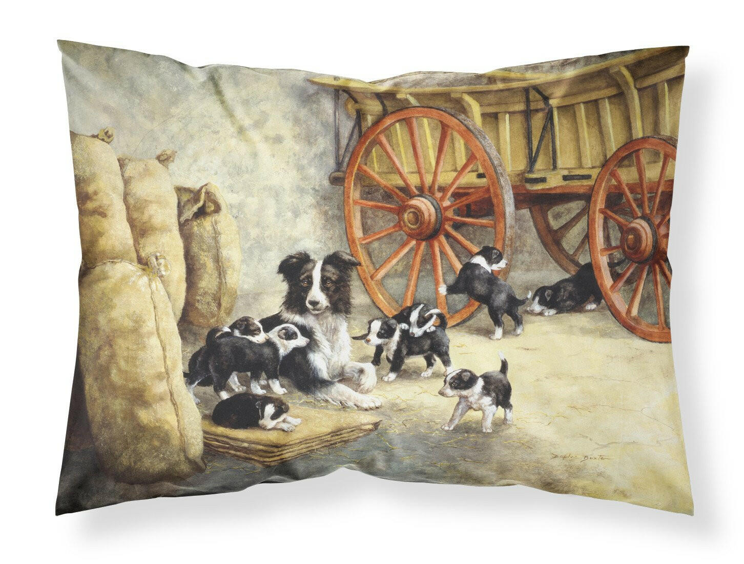 Border Collie Dog Litter Standard Pillowcase Lightweight Super Soft Easy Care Decorative Artwork Pillowcase, Standard