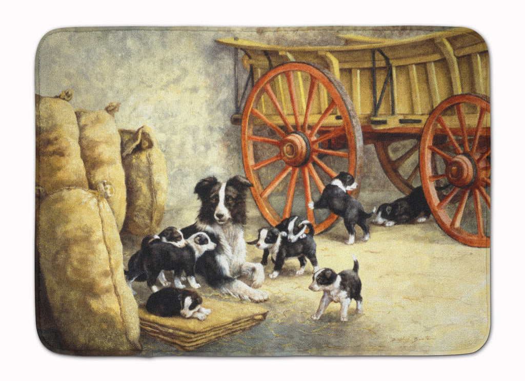 Border Collie Dog Litter Memory Foam Kitchen Mat Machine Washable Anti-Fatigue Cushion Comfort Bath or Kitchen Rug