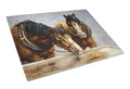Horses Taking a Drink of Water Cutting Board Tempered Glass Kitchen Cutting Surface, Heat Resistant Chopping, Non-Slip Feet, Food Prep & Serving