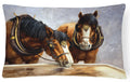 Horses Taking a Drink of Water Decorative Throw Pillow 12x16 Indoor Outdoor Accent Cushion, Fabric Cover with Insert for Sofa, Bed, Porch & Living Room