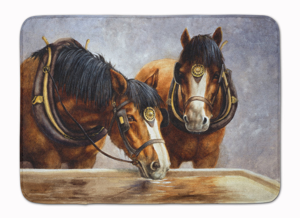 Horses Taking a Drink of Water Memory Foam Kitchen Mat Machine Washable Anti-Fatigue Cushion Comfort Bath or Kitchen Rug