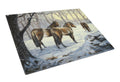 Horses in Snow by Daphne Baxter Cutting Board Tempered Glass Kitchen Cutting Surface, Heat Resistant Chopping, Non-Slip Feet, Food Prep & Serving