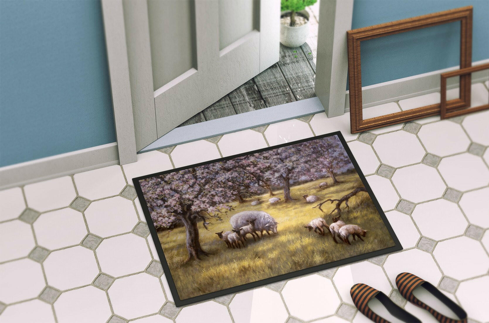 Sheep by Daphne Baxter Doormat Indoor Outdoor 24H X 36W Front Door Mat Rugs for Entryway, Non Slip Washable Low Pile,