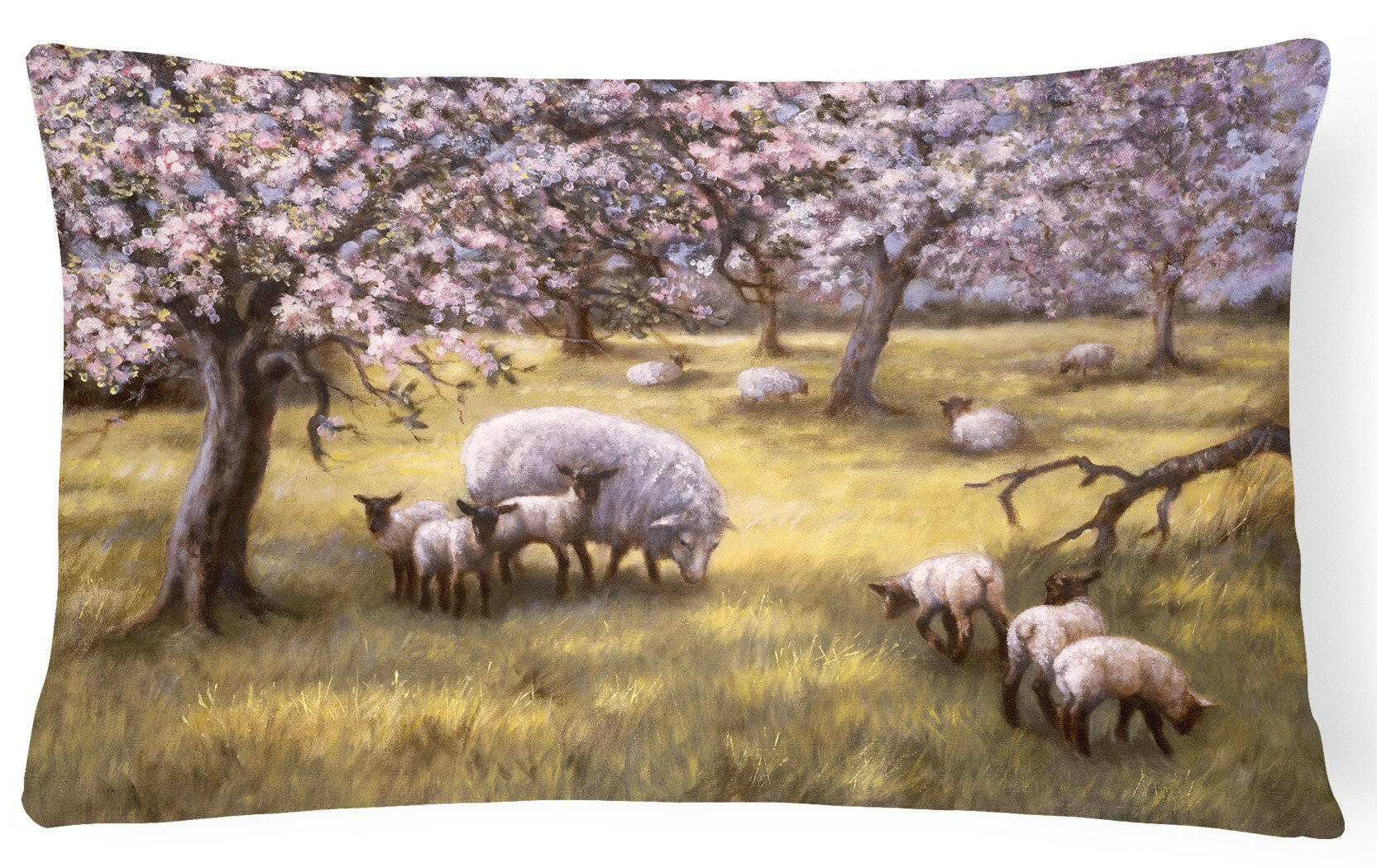 Sheep by Daphne Baxter Decorative Throw Pillow 12x16 Indoor Outdoor Accent Cushion, Fabric Cover with Insert for Sofa, Bed, Porch & Living Room