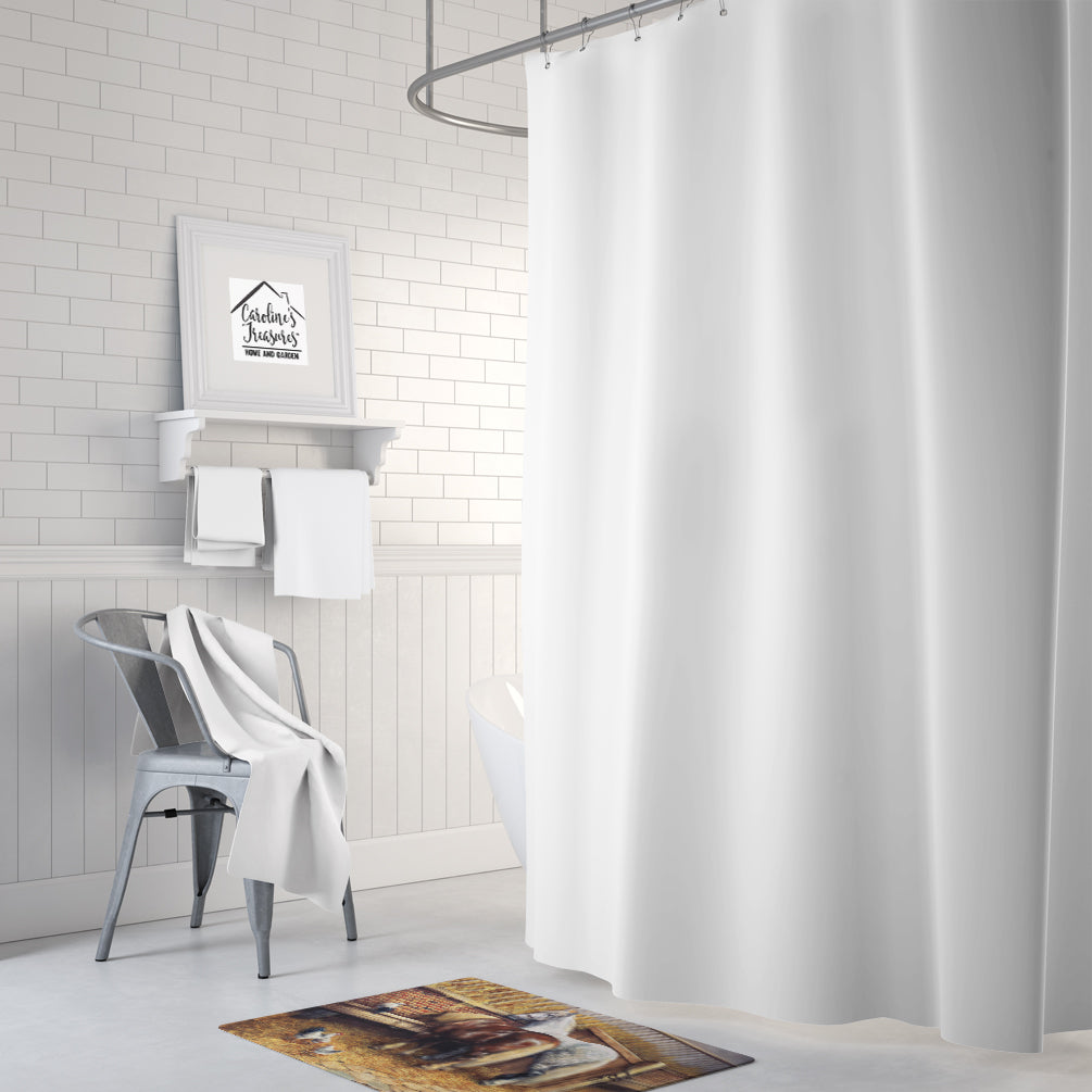 Horses Eating with the Chickens Memory Foam Kitchen Mat Machine Washable Anti-Fatigue Cushion Comfort Bath or Kitchen Rug
