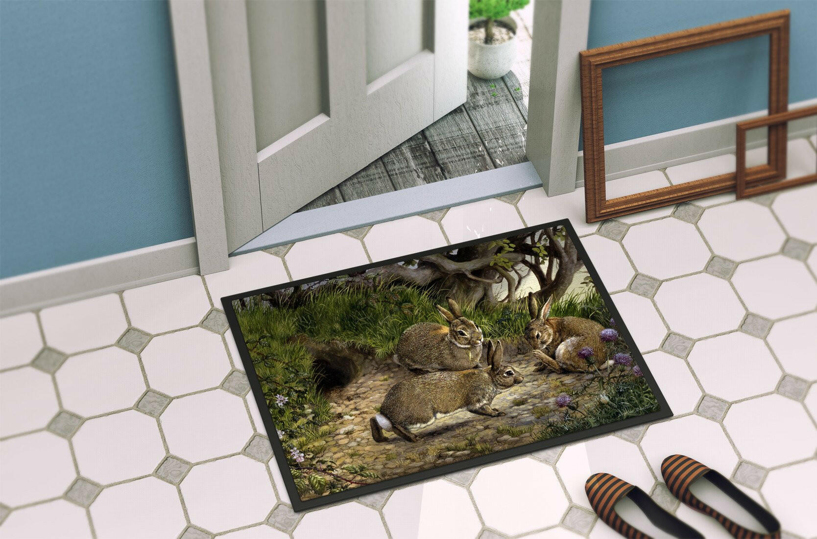 Rabbits and the Rabbit Hole Doormat Indoor Outdoor 24H X 36W Front Door Mat Rugs for Entryway, Non Slip Washable Low Pile,