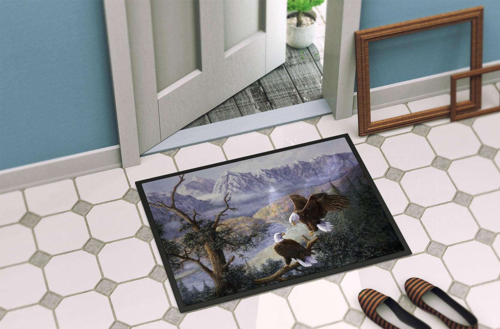 Eagles by Daphne Baxter Doormat Indoor Outdoor 24H X 36W Front Door Mat Rugs for Entryway, Non Slip Washable Low Pile,
