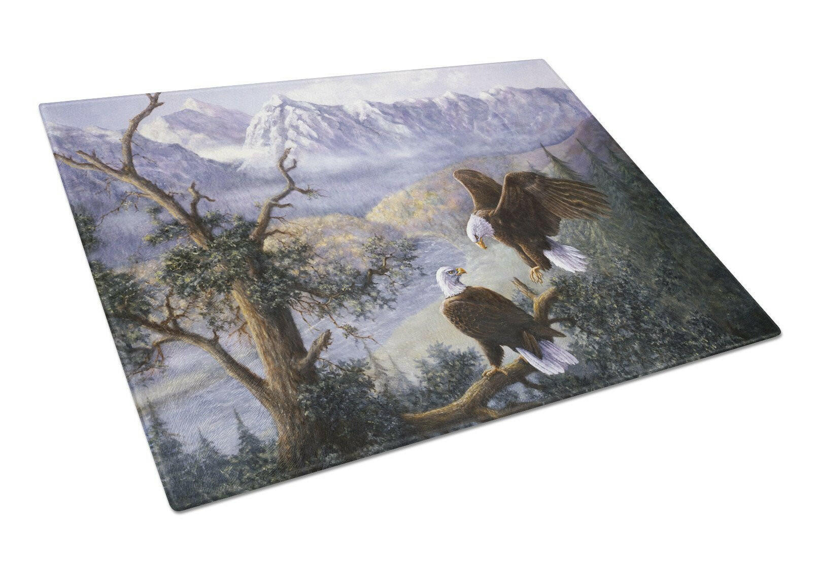 Eagles by Daphne Baxter Cutting Board Tempered Glass Kitchen Cutting Surface, Heat Resistant Chopping, Non-Slip Feet, Food Prep & Serving