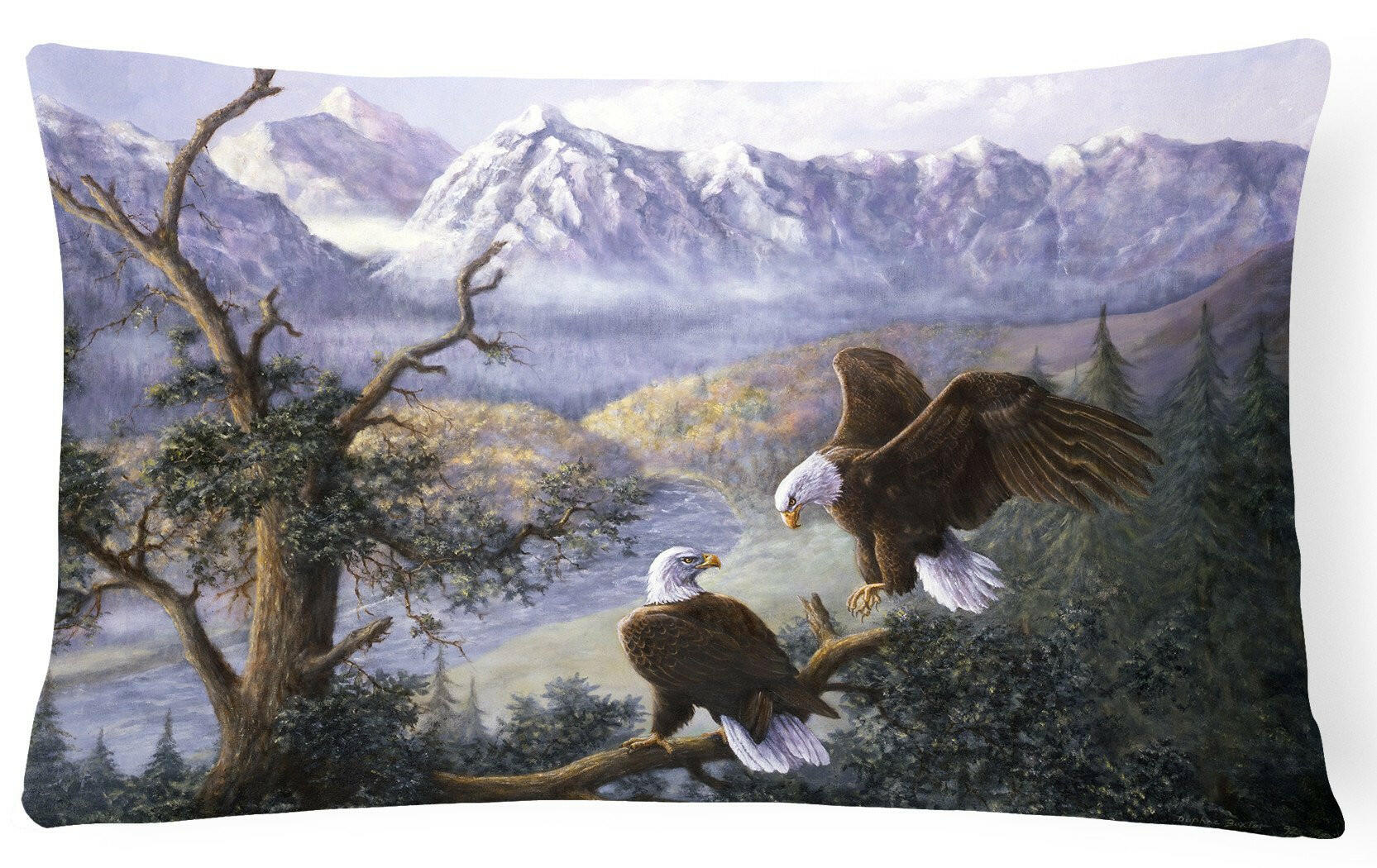Eagles by Daphne Baxter Decorative Throw Pillow 12x16 Indoor Outdoor Accent Cushion, Fabric Cover with Insert for Sofa, Bed, Porch & Living Room