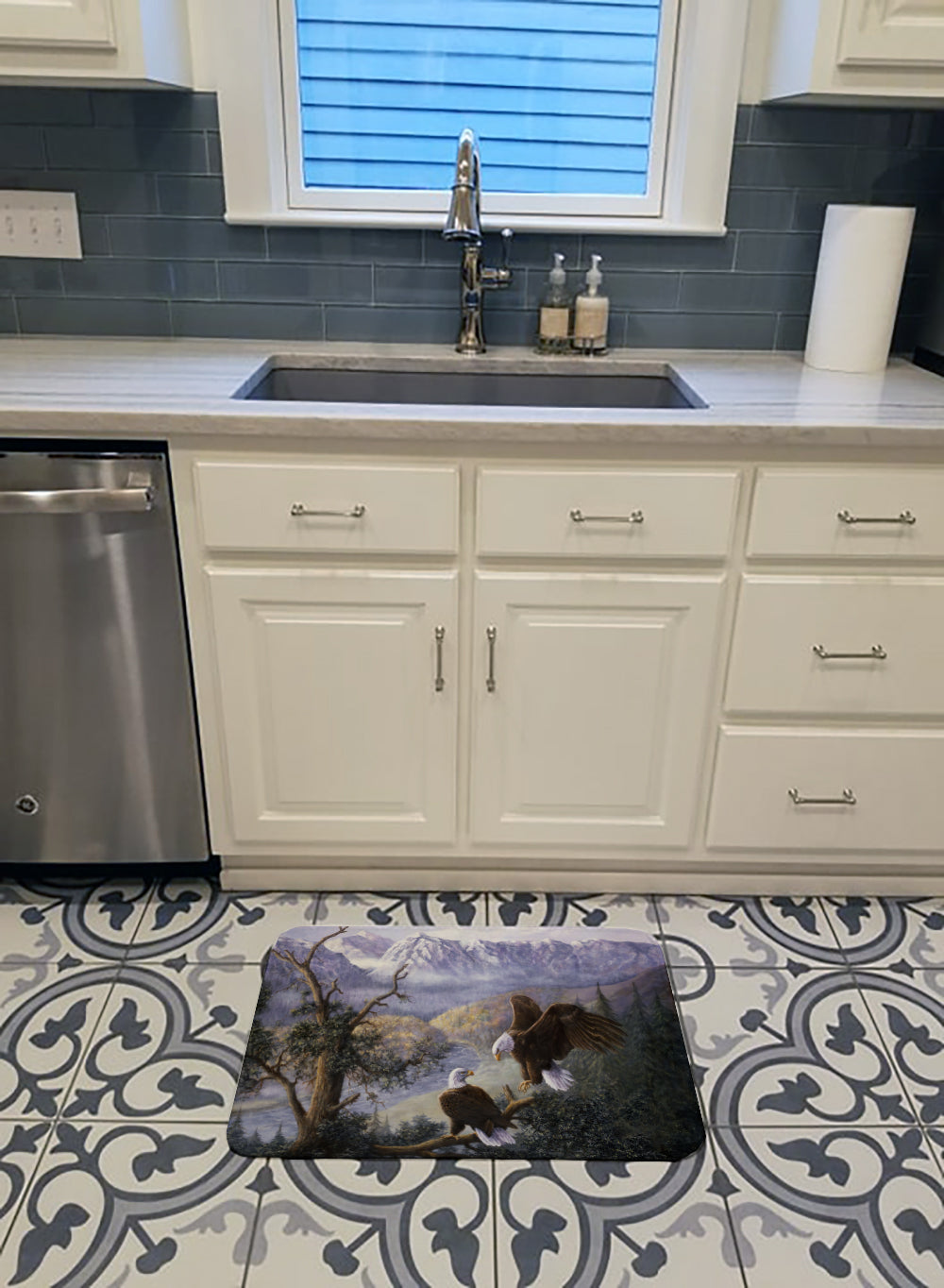 Eagles by Daphne Baxter Memory Foam Kitchen Mat Machine Washable Anti-Fatigue Cushion Comfort Bath or Kitchen Rug