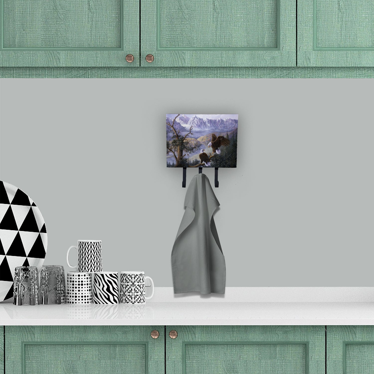 Eagles by Daphne Baxter Leash or Key Holder Wall Hooks, Coat Rack Wall Mount, for Hanging Keys, Towels, Aprons, Leashes