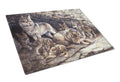 Wolf Wolves by the Den Cutting Board Tempered Glass Kitchen Cutting Surface, Heat Resistant Chopping, Non-Slip Feet, Food Prep & Serving