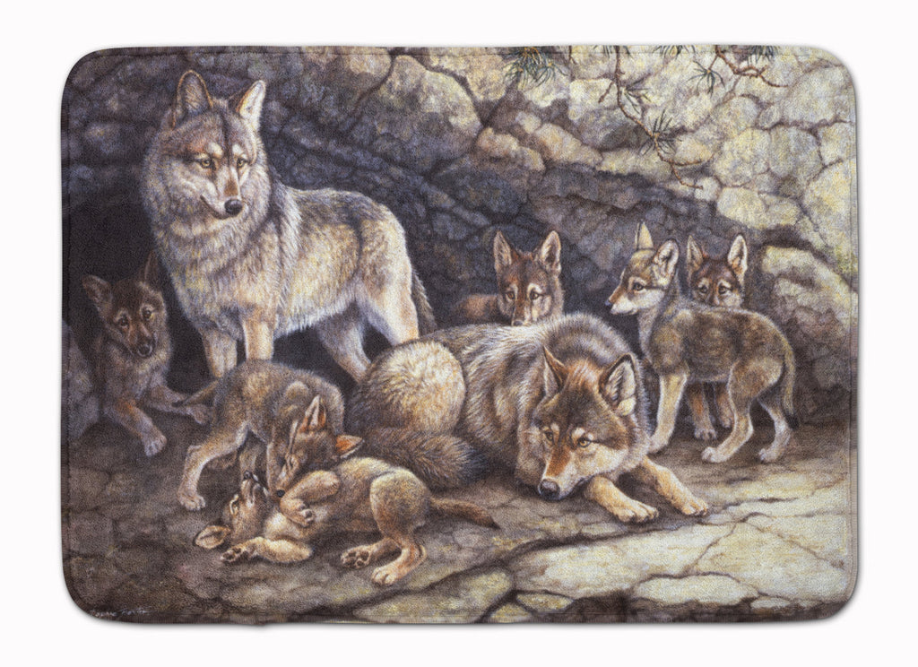 Wolf Wolves by the Den Memory Foam Kitchen Mat Machine Washable Anti-Fatigue Cushion Comfort Bath or Kitchen Rug
