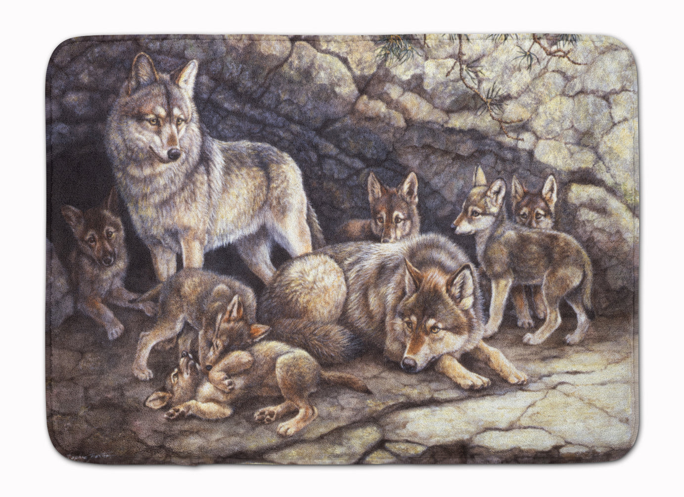 Wolf Wolves by the Den Memory Foam Kitchen Mat Machine Washable Anti-Fatigue Cushion Comfort Bath or Kitchen Rug