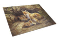 Fox Family Foxes by the Den Cutting Board Tempered Glass Kitchen Cutting Surface, Heat Resistant Chopping, Non-Slip Feet, Food Prep & Serving
