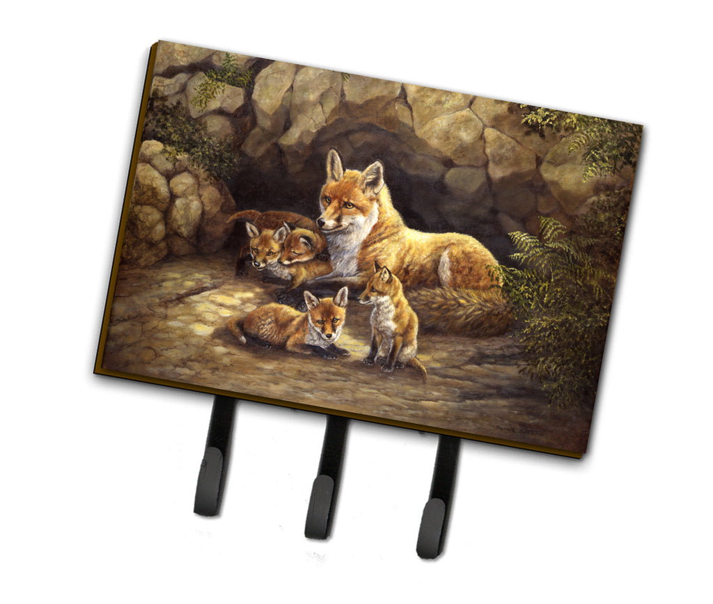 Fox Family Foxes by the Den Leash or Key Holder Wall Hooks, Coat Rack Wall Mount, for Hanging Keys, Towels, Aprons, Leashes