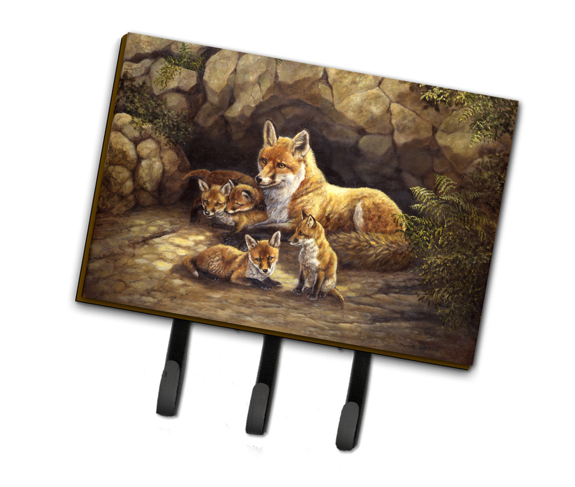 Fox Family Foxes by the Den Leash or Key Holder Wall Hooks, Coat Rack Wall Mount, for Hanging Keys, Towels, Aprons, Leashes