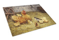 Chicken Hen and Her Chicks Cutting Board Tempered Glass Kitchen Cutting Surface, Heat Resistant Chopping, Non-Slip Feet, Food Prep & Serving