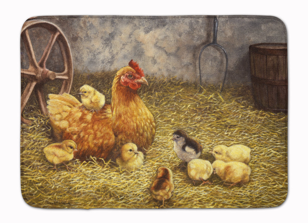 Chicken Hen and Her Chicks Memory Foam Kitchen Mat Machine Washable Anti-Fatigue Cushion Comfort Bath or Kitchen Rug