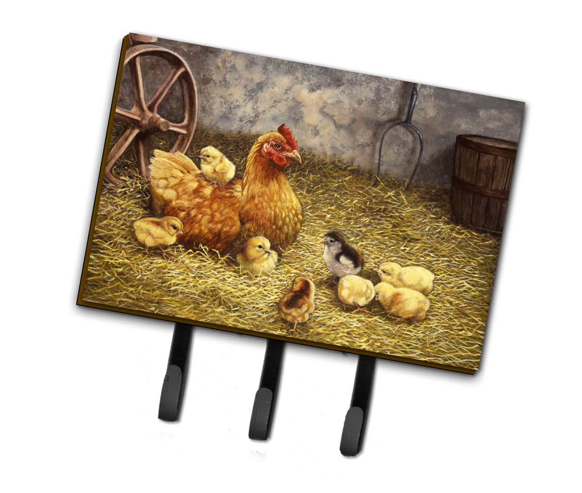 Chicken Hen and Her Chicks Leash or Key Holder Wall Hooks, Coat Rack Wall Mount, for Hanging Keys, Towels, Aprons, Leashes
