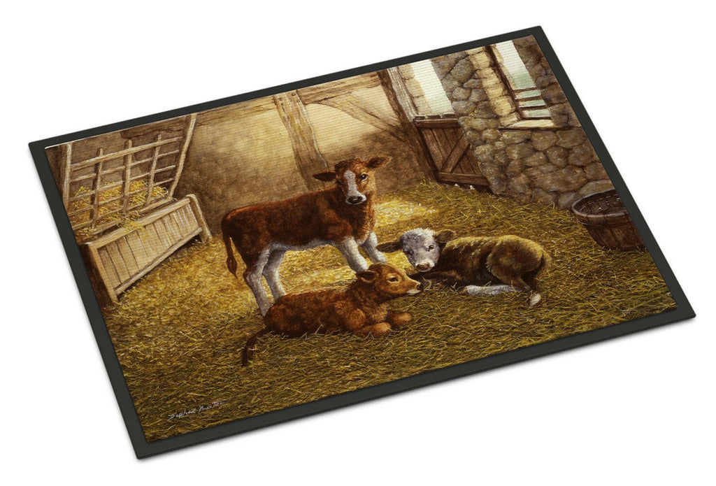 Cows Calves in the Barn Doormat Indoor Outdoor 24H X 36W Front Door Mat Rugs for Entryway, Non Slip Washable Low Pile,