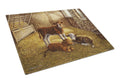 Cows Calves in the Barn Cutting Board Tempered Glass Kitchen Cutting Surface, Heat Resistant Chopping, Non-Slip Feet, Food Prep & Serving