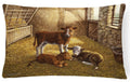 Cows Calves in the Barn Decorative Throw Pillow 12x16 Indoor Outdoor Accent Cushion, Fabric Cover with Insert for Sofa, Bed, Porch & Living Room